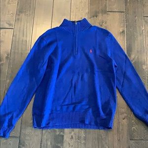Blue polo zip up sweater